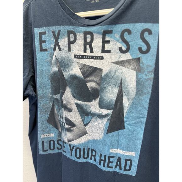 Express T-Shirt XL Lose Your Head Graphic Tee Blue Crew Neck Men’s Casual - Picture 2 of 4